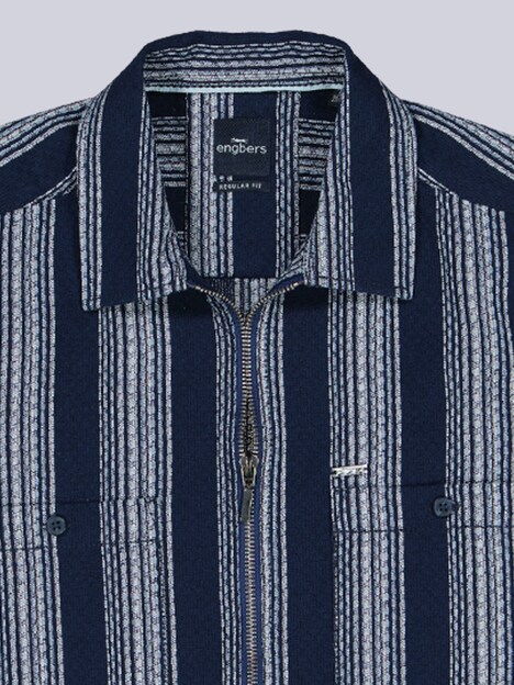 Herren Gestreiftes Overshirt in Strickoptik , Marineblau