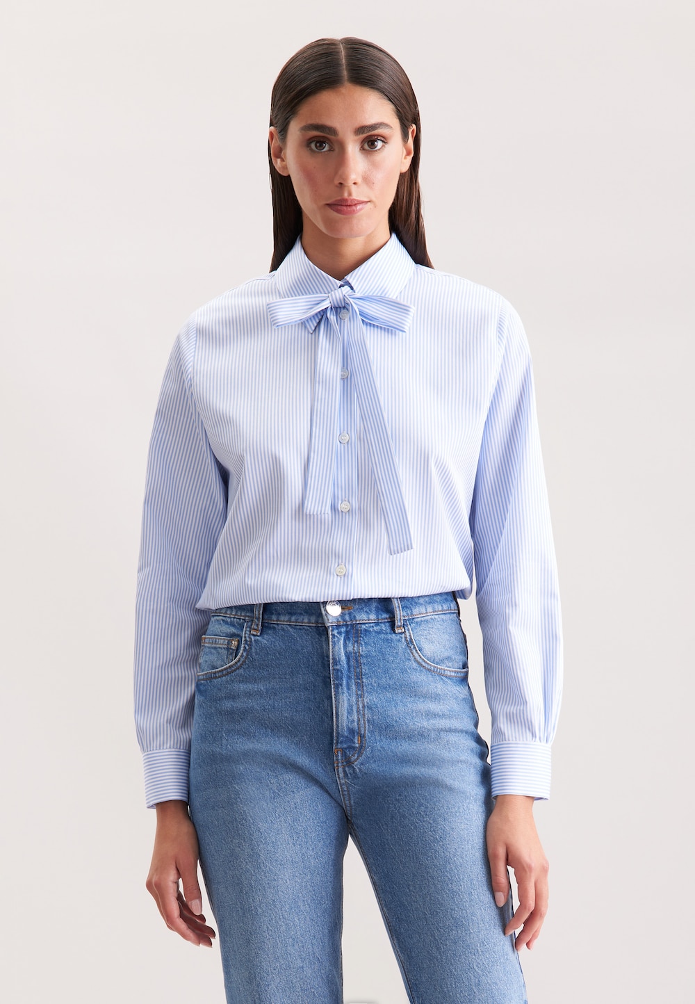 Damen Ausgestellte Bluse - Gestreift