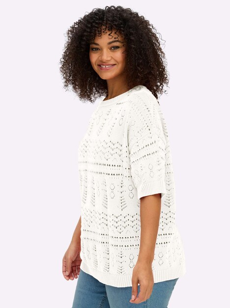 Kurzarm-Pullover Kurzarm Ajour