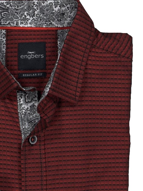 engbers Herren Langarm-Hemd strukturiert , Rot