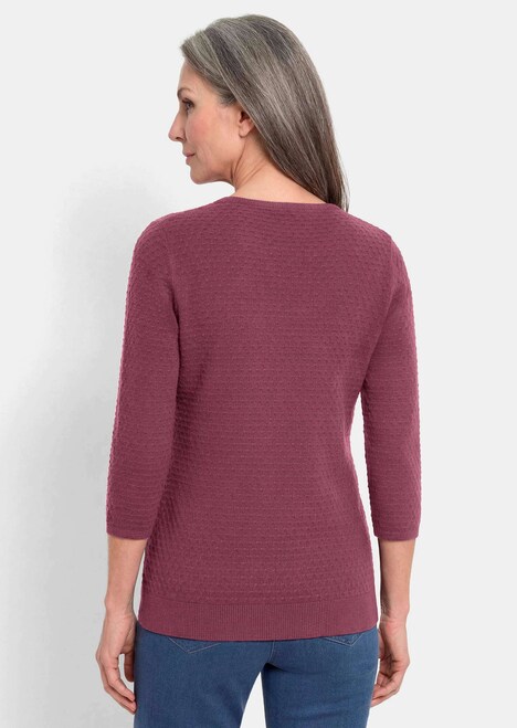 Halbarm Baumwollpullover mit Struktur