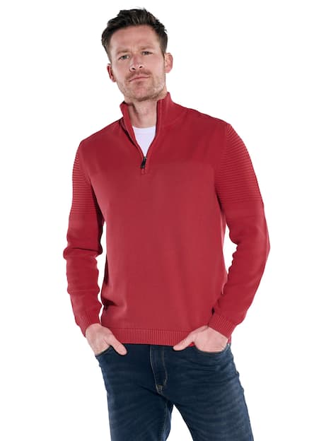 engbers Herren Pullover mit Troyerkragen , Feuerrot