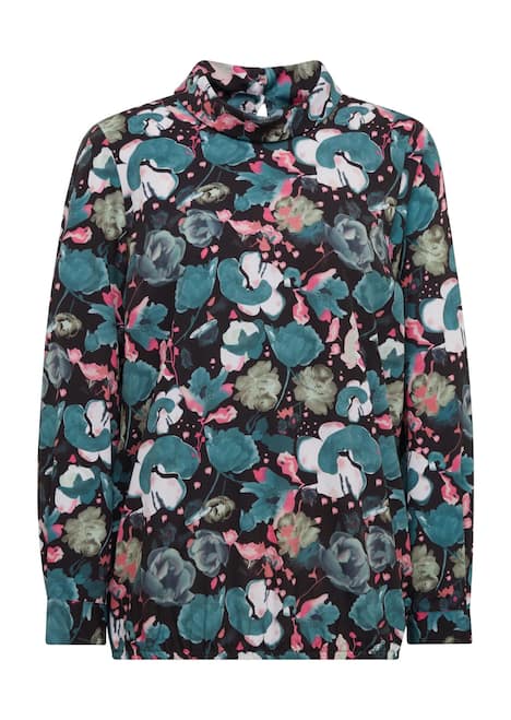 Abstrakte Druckbluse mit leichtem Glanz