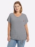 Kurzarm-Shirt Ringelshirt mit Bindeband am Saum Kurzarm