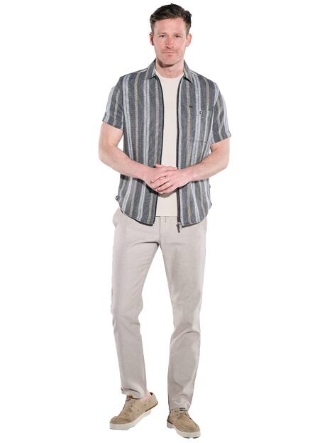 engbers Herren Kurzarm-Hemd gestreift , Anthrazit