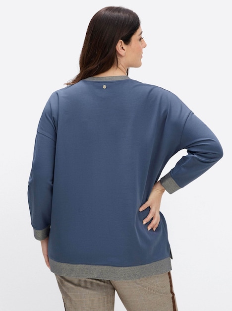 Sweatshirt Sweatshirt mit Glitzer-Details Langarm Ohne Kragen