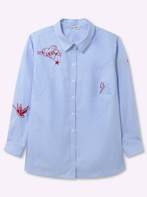 Langarm-Bluse Langarm Hemdkragen