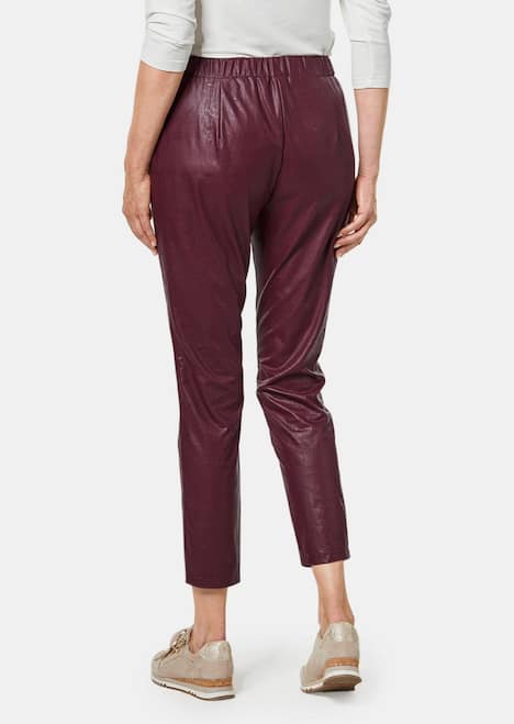 GOLDNER Broek in leerlook Broek van imitatieleer met elastische tailleband