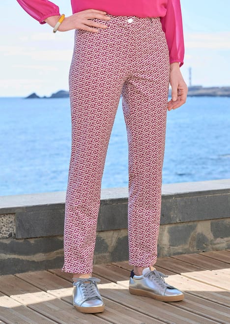 Slim Fit Printhose mit hohem Bund