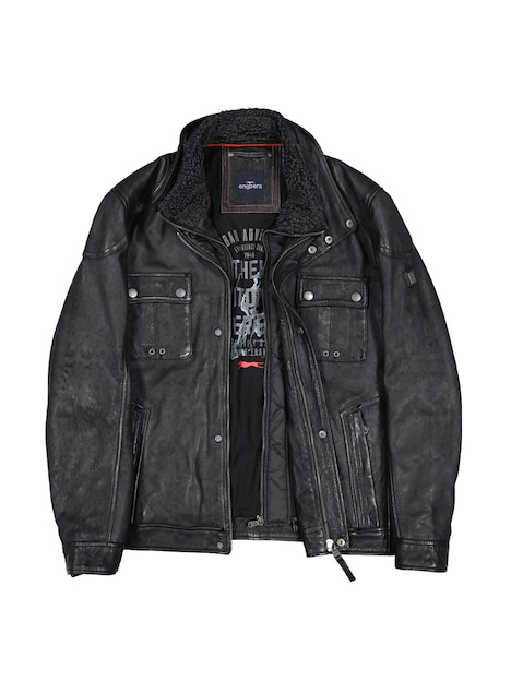 Herren Lederjacke mit herausnehmbarem Inlet , Schwarz