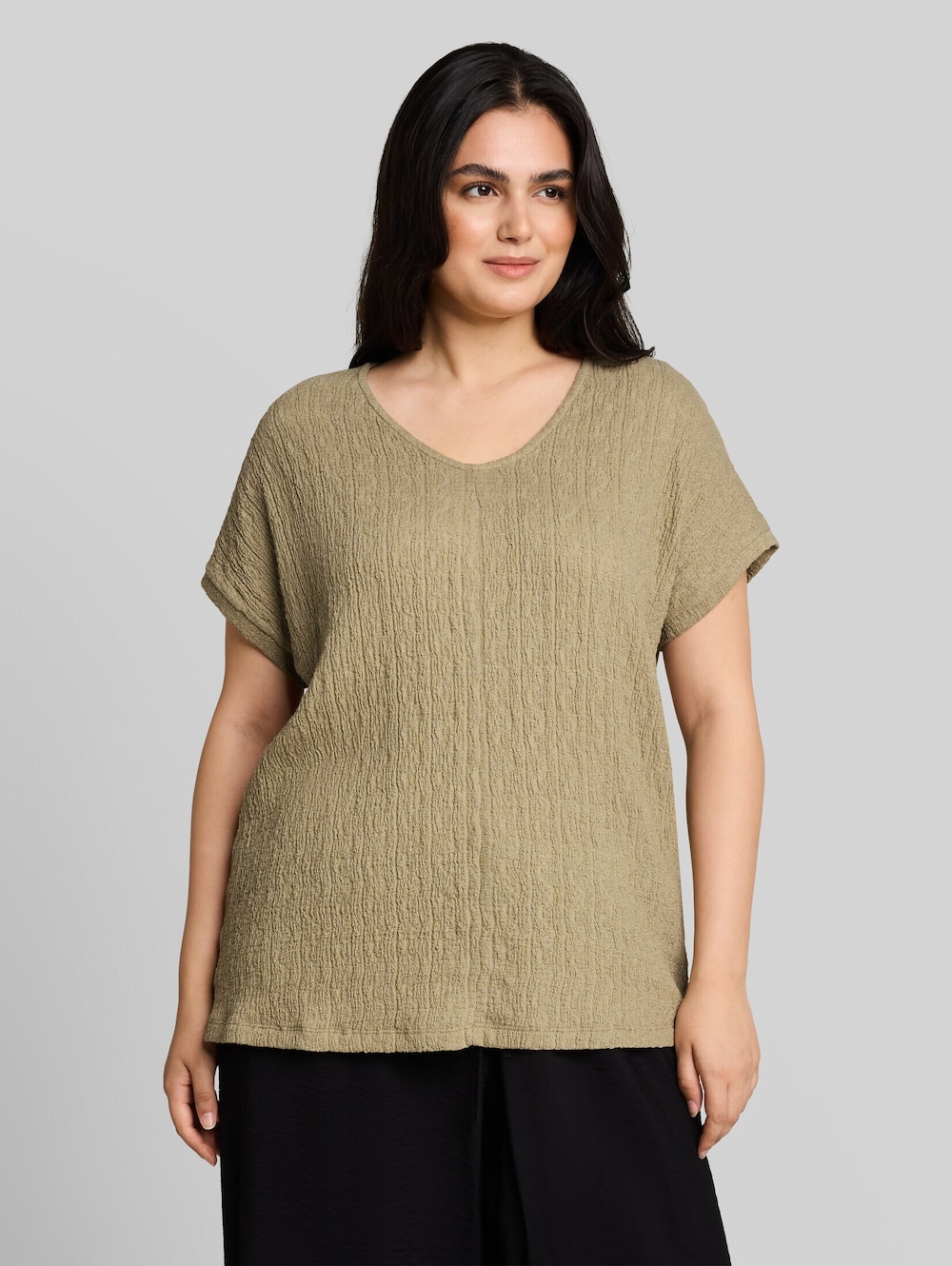 Loose Fit T-Shirt im Material-Mix