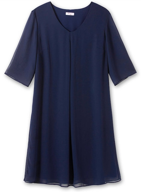 Cocktailkleid 3/4-Arm Uni Ohne Kragen