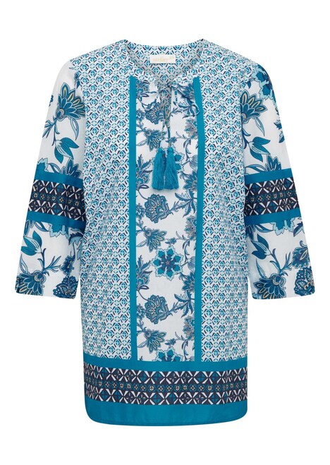 GOLDNER Bluse Baumwoll Druckbluse mit Bindeband