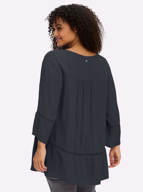 3/4-Arm-Bluse 3/4-Arm Ohne Kragen