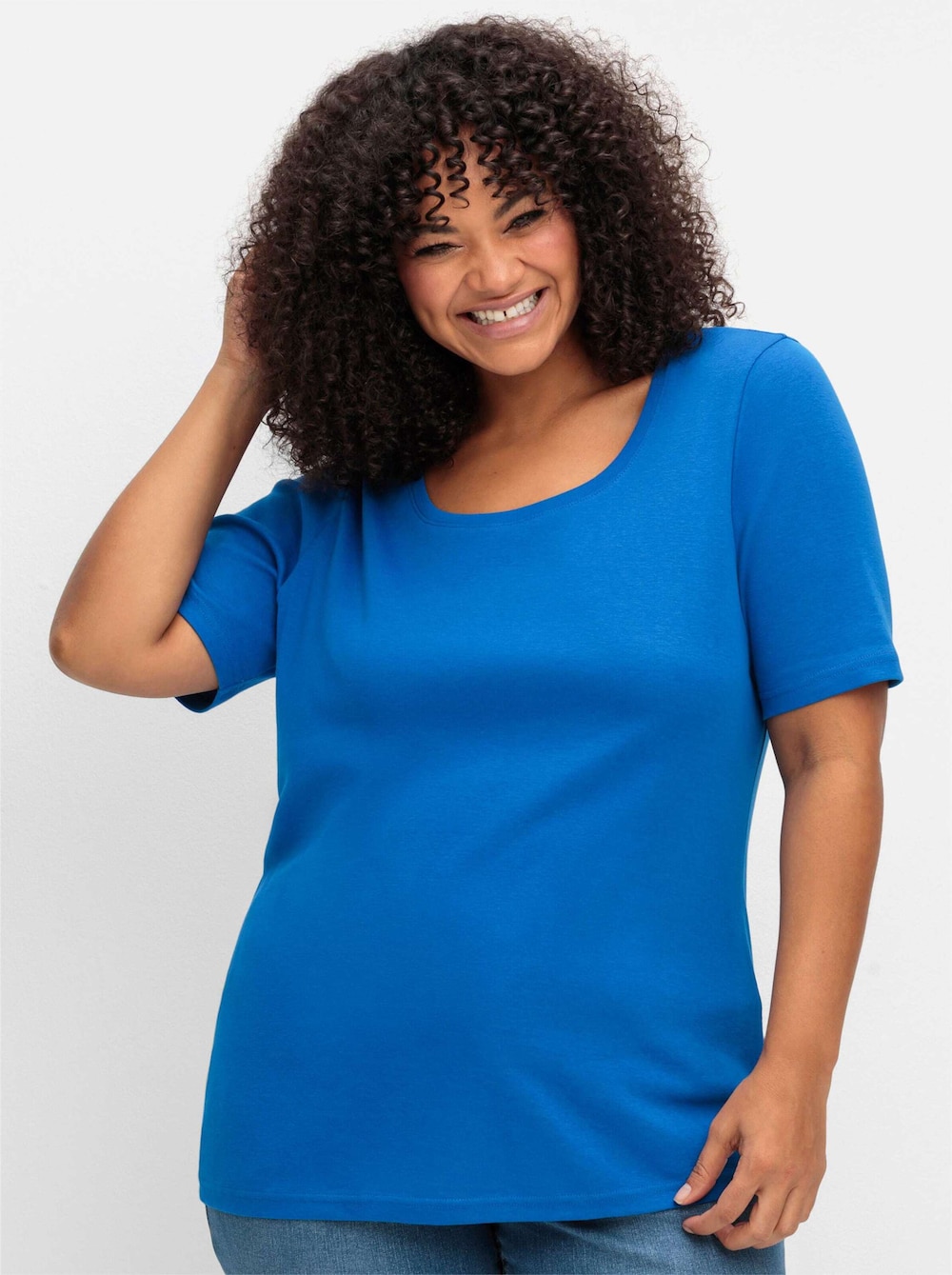 T-Shirt Kurzarm Uni Ohne Kragen