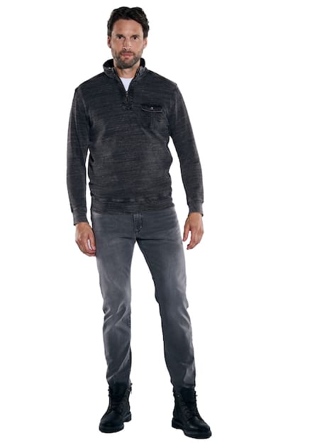 engbers Herren Sweatshirt strukturiert , Schwarz