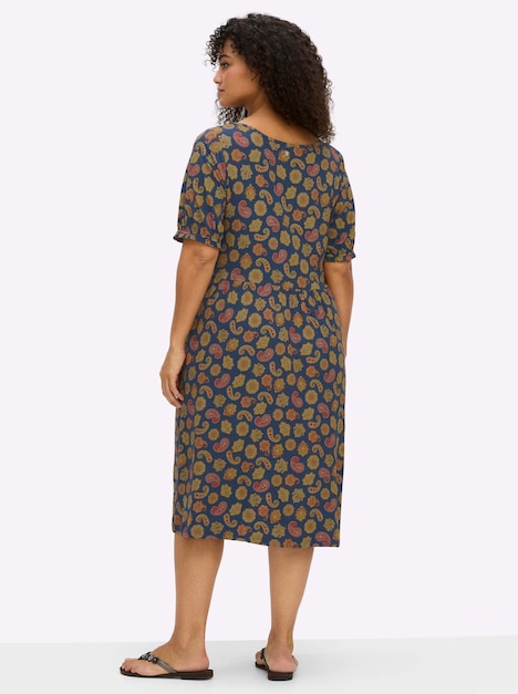 Jersey-Kleid Kurzarm Ohne Kragen