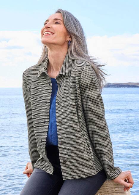 Casual katoenen jasje, pied-de-poule-patroon