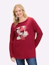 Langarm-Shirt Langarmshirt mit Grafikprint und Glitzersteinchen Langarm Sonstiges Muster Ohne Kragen