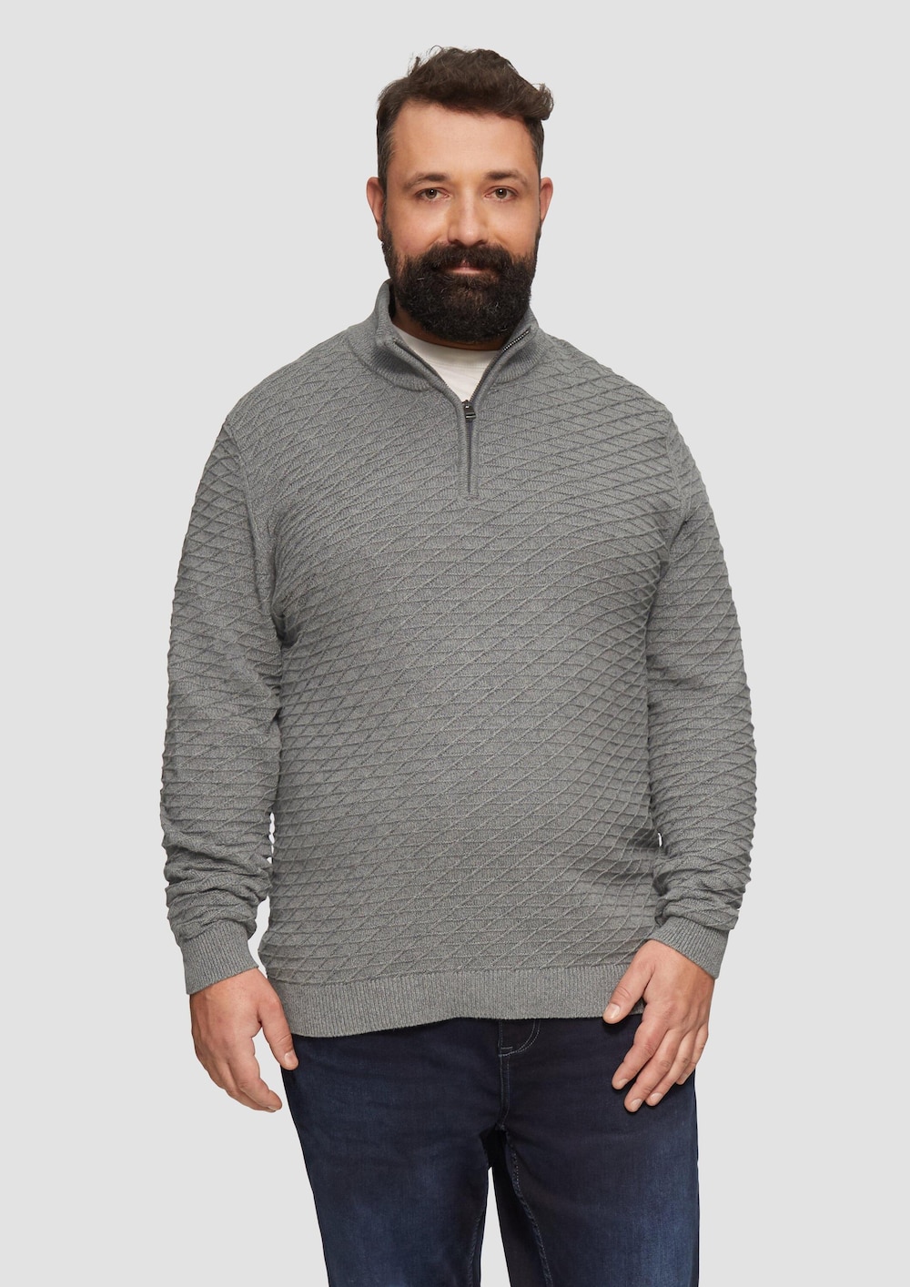 Strukturierter Pullover mit Half-Zip