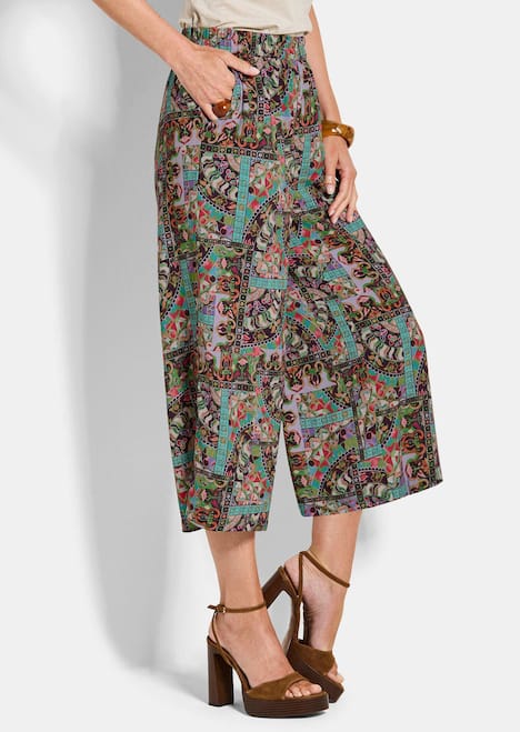 Jerseyhose mit Patchwork-Druck