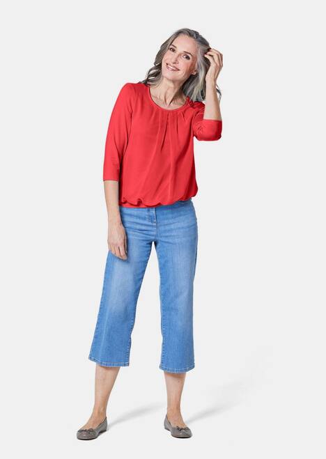 Chiffon-Shirt mit 3/4-Arm, Rundhals