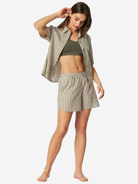 Schiesser Damen Pyjama Selected Premium oliv