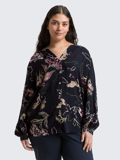 Tom Tailor Women PLUS Blusen & Shirts Plus Size - Loose Fit Bluse mit Blumenmuster