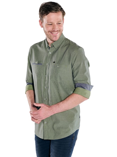 engbers Herren Langarm-Hemd gemustert , Hellgruen