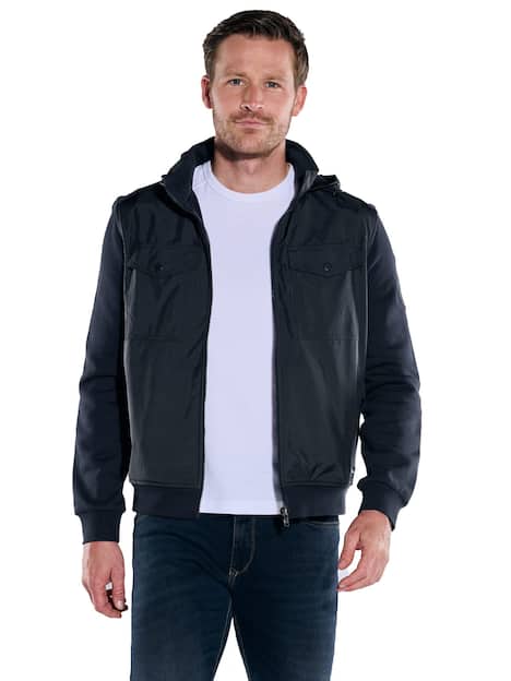engbers Herren Baumwoll-Jacke mit Kapuze , Saphirblau