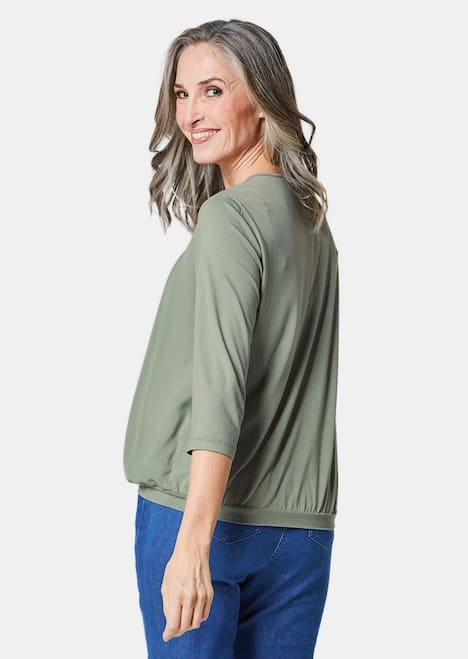 Chiffon-Shirt mit 3/4-Arm, Rundhals
