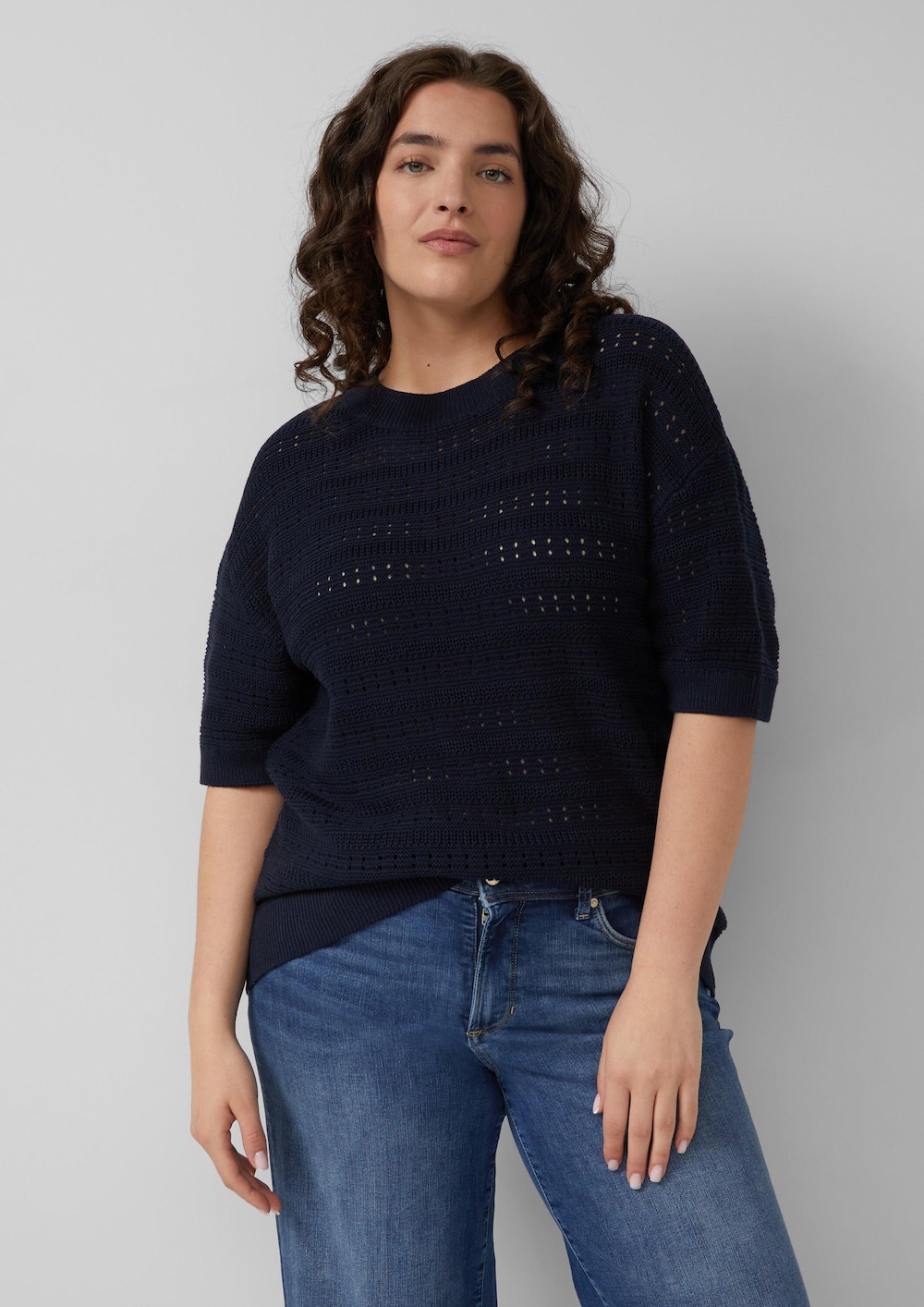 Ajour-Pullover mit Halbarm