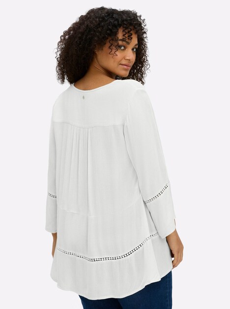 3/4-Arm-Bluse 3/4-Arm Ohne Kragen