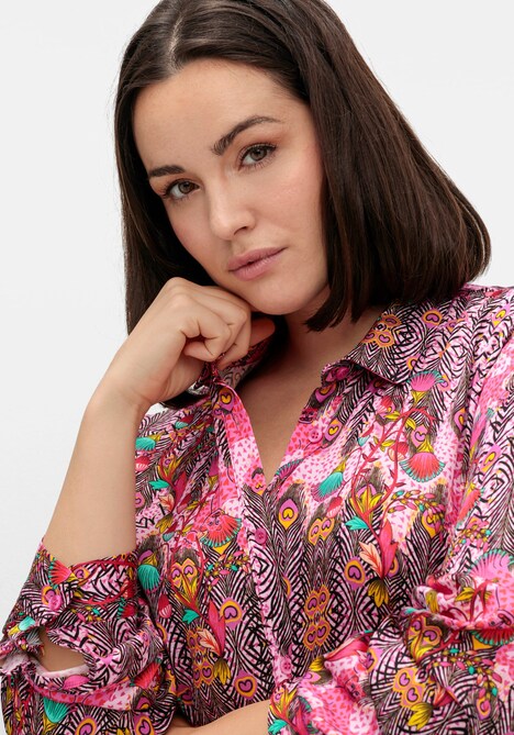 Longbluse Langarm Sonstiges Muster Hemdkragen