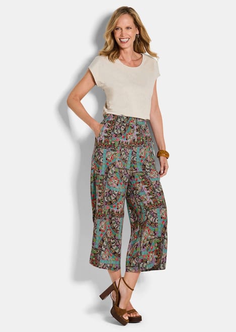 Jerseyhose mit Patchwork-Druck