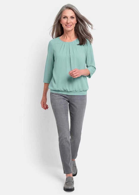 Chiffon-Shirt mit 3/4-Arm, Rundhals