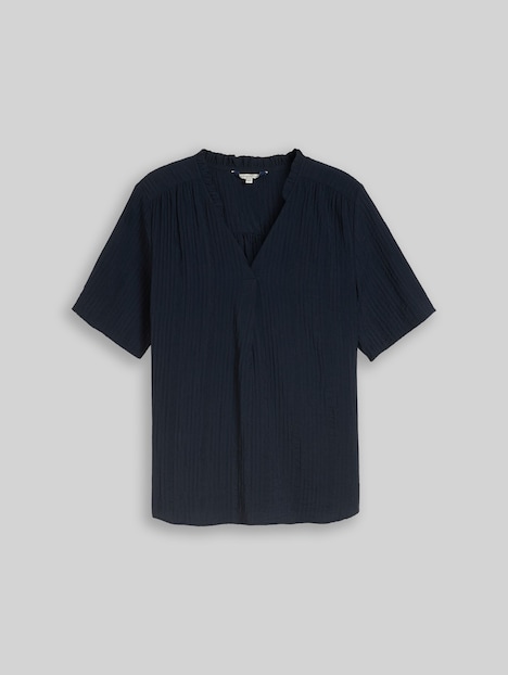 Crinkle Bluse mit V-Ausschnitt