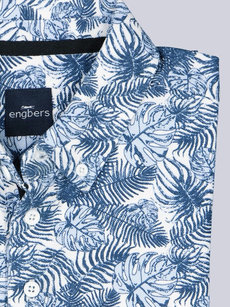 Herren Gemustertes Poloshirt mit Knopfleiste , Mittelblau