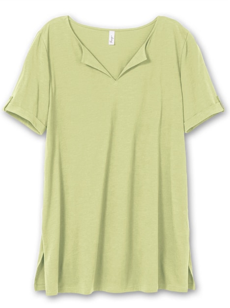 Longshirt Kurzarm Uni Ohne Kragen
