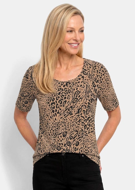Jersey-Shirt mit Leo Print