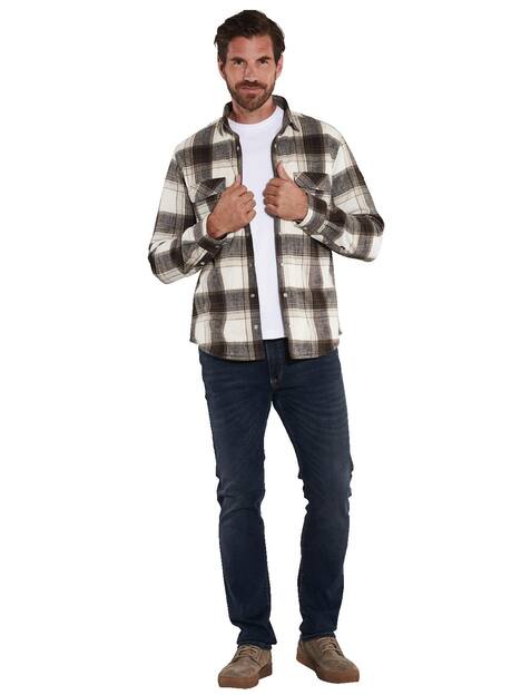 engbers Herren Langarm-Hemd kariert , Braun