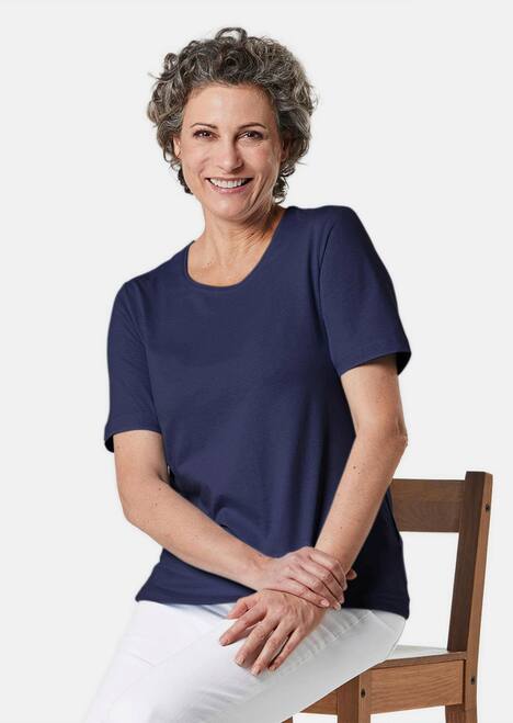 Basic Baumwollshirt mit kurzem Arm