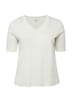 Ripp-T-Shirt mit Spitze am Ausschnitt