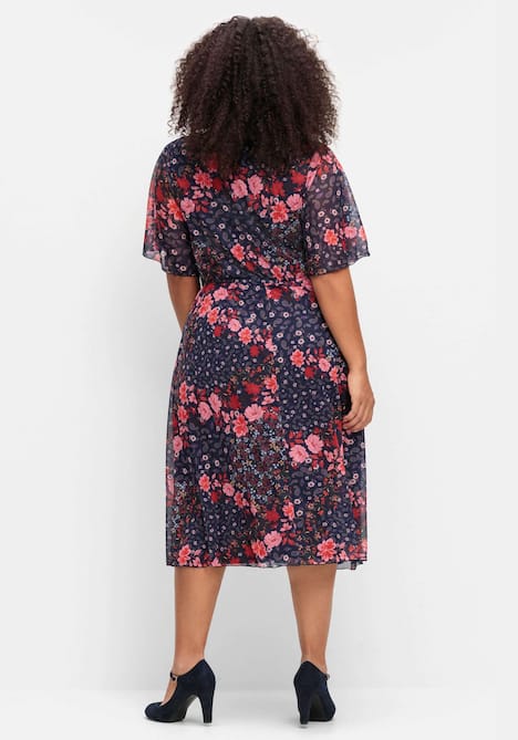 Mesh-Kleid Kurzarm Sonstiges Muster