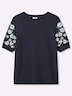 Kurzarm-Pullover Kurzarmpullover mit Blumenstickereien Kurzarm