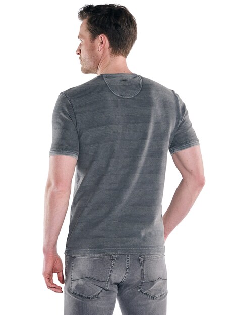 Herren Strukturiertes T-Shirt im Streifendesign , Dunkelgrau