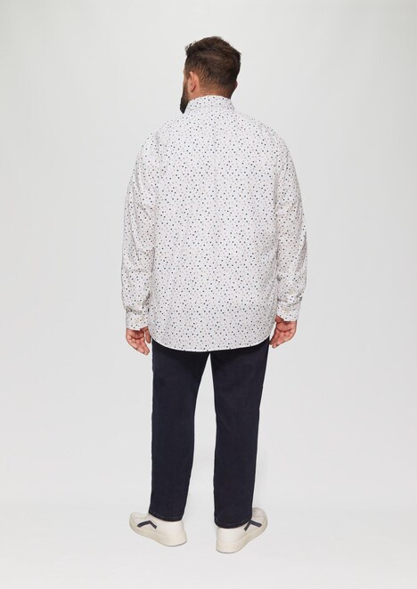 Slim Fit: Gemustertes Popeline-Hemd mit Kentkragen