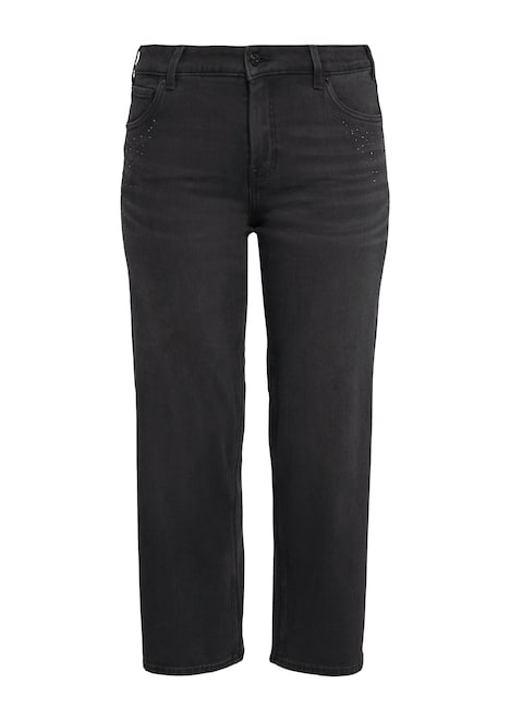Jeans / Straight Fit / Mid Rise / Straight Leg / mit Schmucksteinen