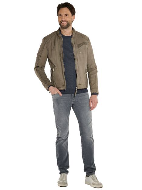 engbers Herren Lederjacke regular , Grau