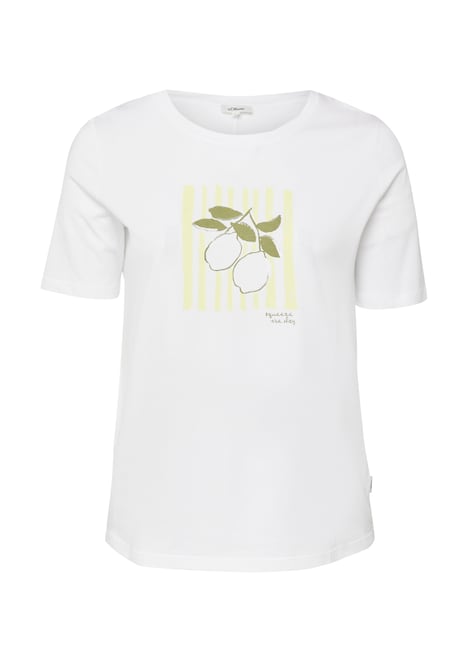 Baumwoll-T-Shirt mit Frontprint und Pailletten